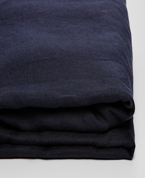 Linen Fitted Sheet in Dark Navy by IN BED