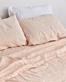 Linen Fitted Sheet in Peach by IN BED