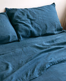 Linen Fitted Sheet in Indigo by IN BED
