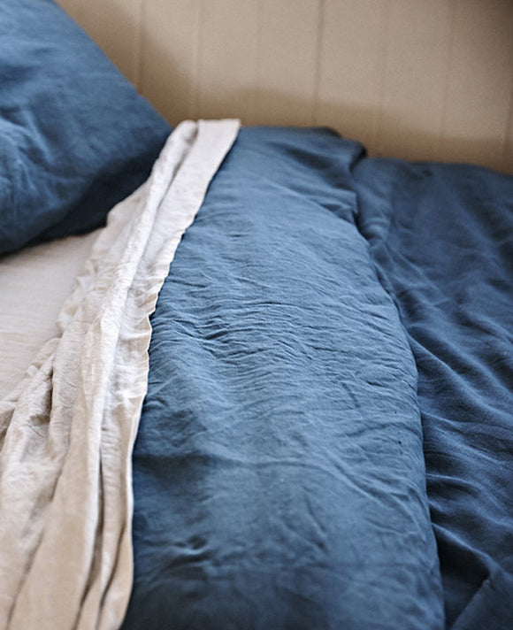 Linen Duvet Cover in Indigo by IN BED
