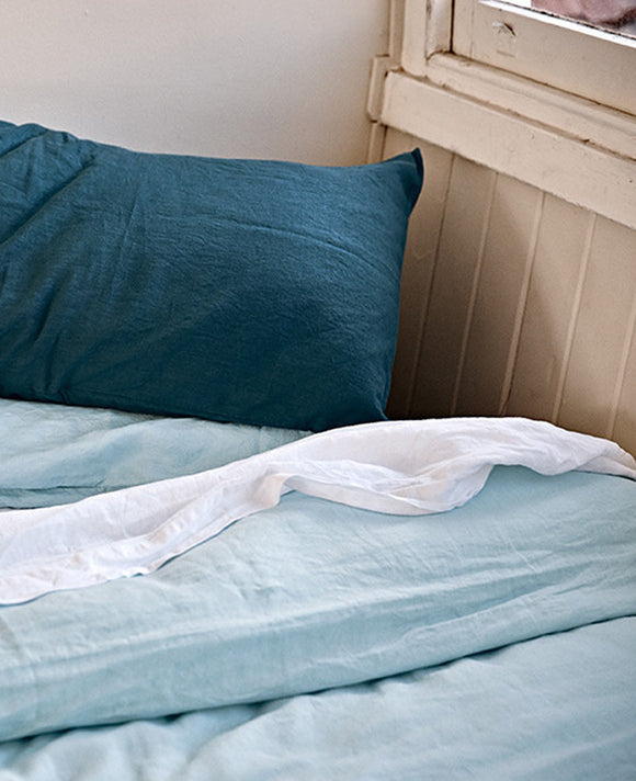 Linen Duvet Cover in Light Blue by IN BED