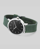 Polished Steel / Mineral Green Leather